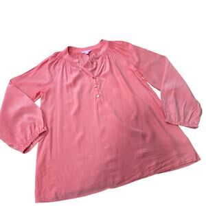 Lilly Pullitzer Elsa Silk Top Women's Blouse Vneck Elastic Cuffs Size Medium